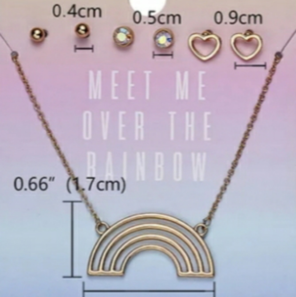 New adorable  Jewelry gift set with card. Rainbow